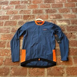 NWT Oakley Men's XL Element LS Jersey Poseidon Blue Orange Zipper Reflective